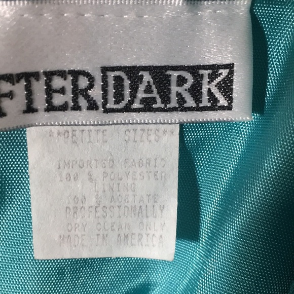 After Dark woman’s formal teal dress beaded epaulettes attached scarf size 9/10 - Picture 4 of 9